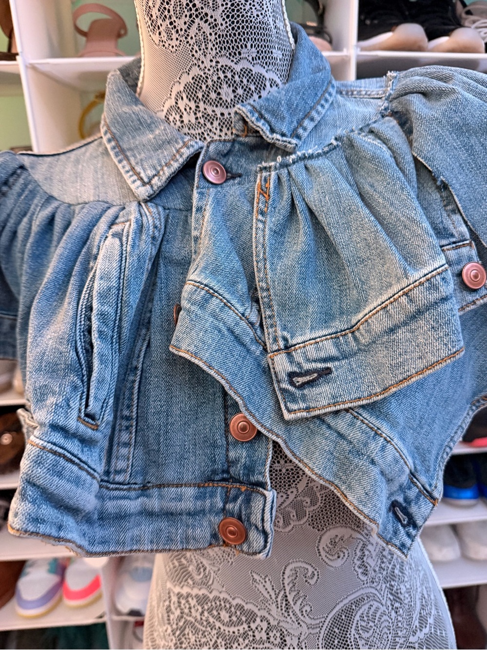 Custom made Ruffled Denim Cape - Picture 6 of 8